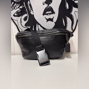 Coach Grade Black Pebbled Leather Belt Bag